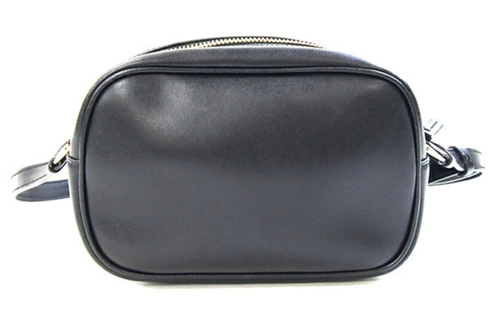 Salvatore Ferragamo Crossbody Leather Clutch Shoulder Vara Black Rion Bag Black